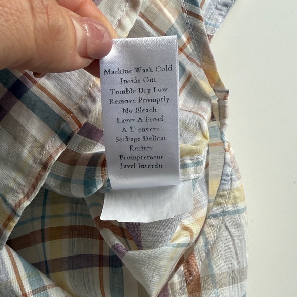 Frank & Eileen Eileen Relaxed Button-Up Shirt in Sand Purple Plaid M Medium - Picture 10 of 11